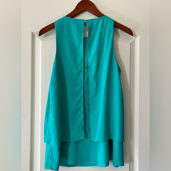 C. Luce Designer Turquoise Sleeveless Layered Blouse Women’s Size Small - Picture 5 of 12